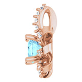 14K Gold Round Natural Aquamarine & Natural Diamond Halo-Style Necklace or Pendant - Rose Gold - view 3