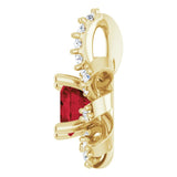 14K Gold Round Natural Mozambique Garnet & Natural Diamond Halo-Style Necklace or Pendant – 0.07 CTW - Yellow Gold - view 3