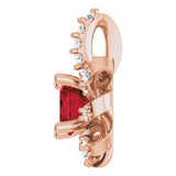 14K Gold Round Natural Mozambique Garnet & Natural Diamond Halo-Style Necklace or Pendant – 0.07 CTW - Rose Gold - view 3