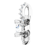 Platinum Round Natural White Sapphire & Natural Diamond Halo-Style Necklace or Pendant - view 3