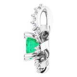 14K Gold Round Natural Emerald & Natural Diamond Halo-Style Necklace or Pendant - White Gold - view 3
