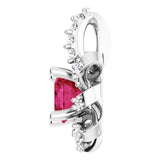 14K Gold Round Natural Ruby & Natural Diamond Halo-Style Necklace or Pendant - White Gold - view 3