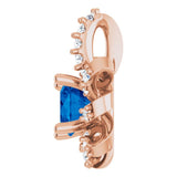 14K Gold Round Lab-Grown Blue Sapphire & Natural Diamond Halo-Style Necklace or Pendant – 0.07 CTW - Rose Gold - view 3