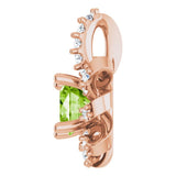 14K Gold Round Natural Peridot & Natural Diamond Halo-Style Necklace or Pendant - Rose Gold - view 3