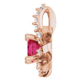14K Gold Round Lab-Grown Ruby & Natural Diamond Halo-Style Necklace or Pendant - Rose Gold - view 3