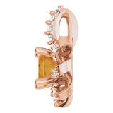 14K Gold Round Natural Citrine & Natural Diamond Halo-Style Necklace or Pendant - Rose Gold - view 3