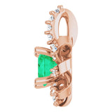 14K Gold Round Lab-Grown Emerald & Natural Diamond Halo-Style Necklace or Pendant – 0.07 CTW - Rose Gold - view 3