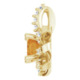 14K Gold Round Natural Citrine & Natural Diamond Halo-Style Necklace or Pendant - Yellow Gold - view 3
