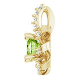 14K Gold Round Natural Peridot & Natural Diamond Halo-Style Necklace or Pendant - Yellow Gold - view 3