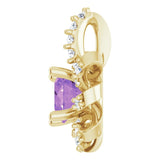 14K Gold Round Natural Amethyst & Natural Diamond Halo-Style Necklace or Pendant – 0.07 CTW - Yellow Gold - view 3