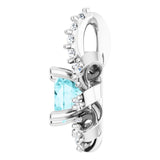 14K Gold Round Natural Blue Zircon & Natural Diamond Halo-Style Necklace or Pendant - White Gold - view 3
