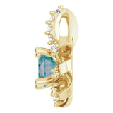 14K Gold Round Lab-Grown Alexandrite & Natural Diamond Halo-Style Necklace or Pendant – 0.07 CTW - Yellow Gold - view 3