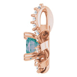 14K Gold Round Lab-Grown Alexandrite & Natural Diamond Halo-Style Necklace or Pendant – 0.07 CTW - Rose Gold - view 3