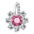 Platinum Round Natural Pink Tourmaline & Natural Diamond Halo-Style Necklace or Pendant – 0.07 CTW