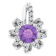 14K Gold Round Natural Amethyst & Natural Diamond Halo-Style Necklace or Pendant – 0.07 CTW - White Gold