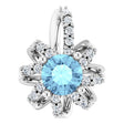 Platinum Round Natural Aquamarine & Natural Diamond Halo-Style Necklace or Pendant