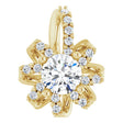 14K Gold Round Natural White Sapphire & Natural Diamond Halo-Style Necklace or Pendant – 0.07 CTW - Yellow Gold
