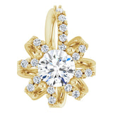 14K Gold Round Natural White Sapphire & Natural Diamond Halo-Style Necklace or Pendant – 0.07 CTW - Yellow Gold