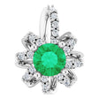 Platinum Round Natural Emerald & Natural Diamond Halo-Style Necklace or Pendant