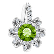 14K Gold Round Natural Peridot & Natural Diamond Halo-Style Necklace or Pendant - White Gold