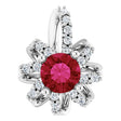 Platinum Round Natural Ruby & Natural Diamond Halo-Style Necklace or Pendant