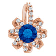 14K Gold Round Natural Blue Sapphire & Natural Diamond Halo-Style Necklace or Pendant – 0.07 CTW - Rose Gold
