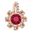 14K Gold Round Lab-Grown Ruby & Natural Diamond Halo-Style Necklace or Pendant - Rose Gold