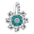 Platinum Round Lab-Grown Alexandrite & Natural Diamond Halo-Style Necklace or Pendant – 0.07 CTW