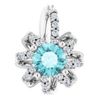14K Gold Round Natural Blue Zircon & Natural Diamond Halo-Style Necklace or Pendant - White Gold