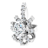 Platinum Round Natural White Sapphire & Natural Diamond Halo-Style Necklace or Pendant - view 2