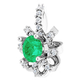 Platinum Round Lab-Grown Emerald & Natural Diamond Halo-Style Necklace or Pendant – 0.07 CTW - view 2