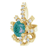 14K Gold Round Lab-Grown Alexandrite & Natural Diamond Halo-Style Necklace or Pendant – 0.07 CTW - Yellow Gold - view 2
