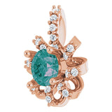 14K Gold Round Lab-Grown Alexandrite & Natural Diamond Halo-Style Necklace or Pendant – 0.07 CTW - Rose Gold - view 2