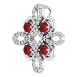 14K Gold Round Natural Mozambique Garnet Clover Necklace or Pendant - White Gold - view 5