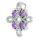 Platinum Round Natural Amethyst Clover Necklace or Pendant - view 5