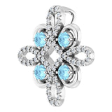14K Gold Round Natural Aquamarine Clover Necklace or Pendant - White Gold - view 5