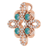 14K Gold Round Natural Alexandrite Clover Necklace or Pendant - Rose Gold - view 5