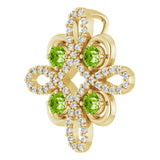 14K Gold Round Natural Peridot Clover Necklace or Pendant - Yellow Gold - view 5