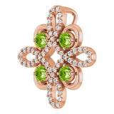 14K Gold Round Natural Peridot Clover Necklace or Pendant - Rose Gold - view 5