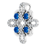 14K Gold Round Natural Blue Sapphire Clover Necklace or Pendant - White Gold - view 5