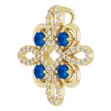 14K Gold Round Natural Blue Sapphire Clover Necklace or Pendant - Yellow Gold - view 5