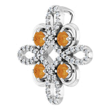 Platinum Round Natural Citrine Clover Necklace or Pendant - view 5