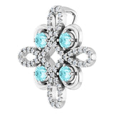 Platinum Round Natural Blue Zircon Clover Necklace or Pendant - view 5