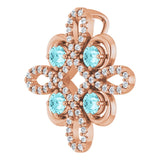 14K Gold Round Natural Blue Zircon Clover Necklace or Pendant - Rose Gold - view 5