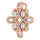 14K Gold Round Natural Diamond Clover Necklace or Pendant - Rose Gold - view 5