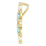 14K Gold Round Natural Aquamarine Clover Necklace or Pendant - Yellow Gold - view 6