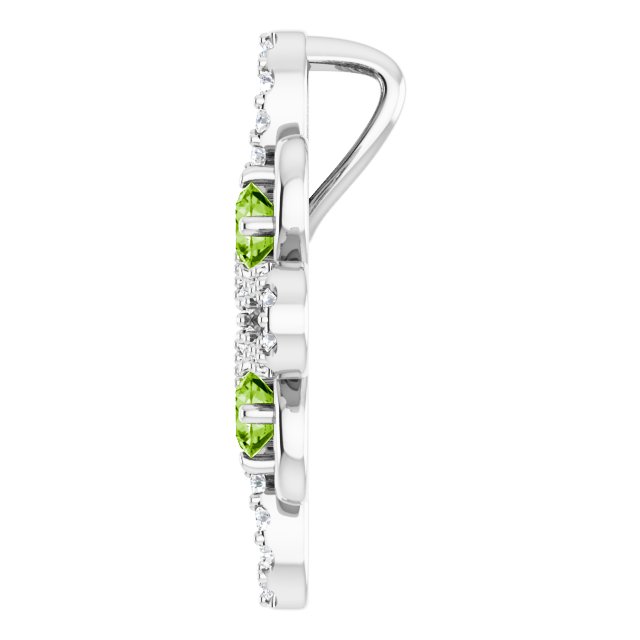 Platinum Round Natural Peridot Clover Necklace or Pendant - view 6