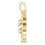 14K Gold Round Natural White Sapphire & Natural Diamond Halo-Style Necklace or Pendant – 3.5-6mm Stones - Yellow Gold - view 3