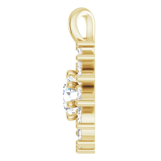 14K Gold Round Natural White Sapphire & Natural Diamond Halo-Style Necklace or Pendant – 3.5-6mm Stones - Yellow Gold - view 3