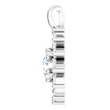 14K Gold Round Natural White Sapphire & Natural Diamond Halo-Style Necklace or Pendant – 3.5-6mm Stones - White Gold - view 3